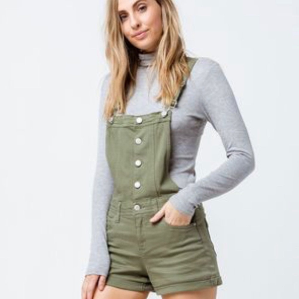 SKY AND SPARROW button front Olive Green shortall